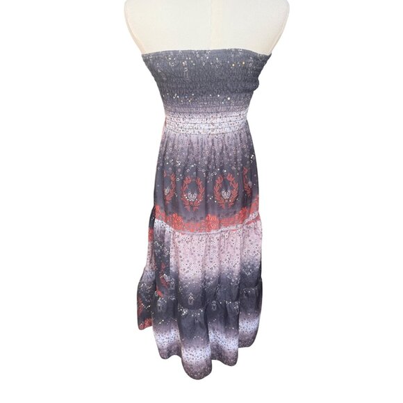 Vintage Ingear Y2K‎ Boho Strapless Midi Dress L Dark Fairy Ren Faire Gypsy - Picture 5 of 9